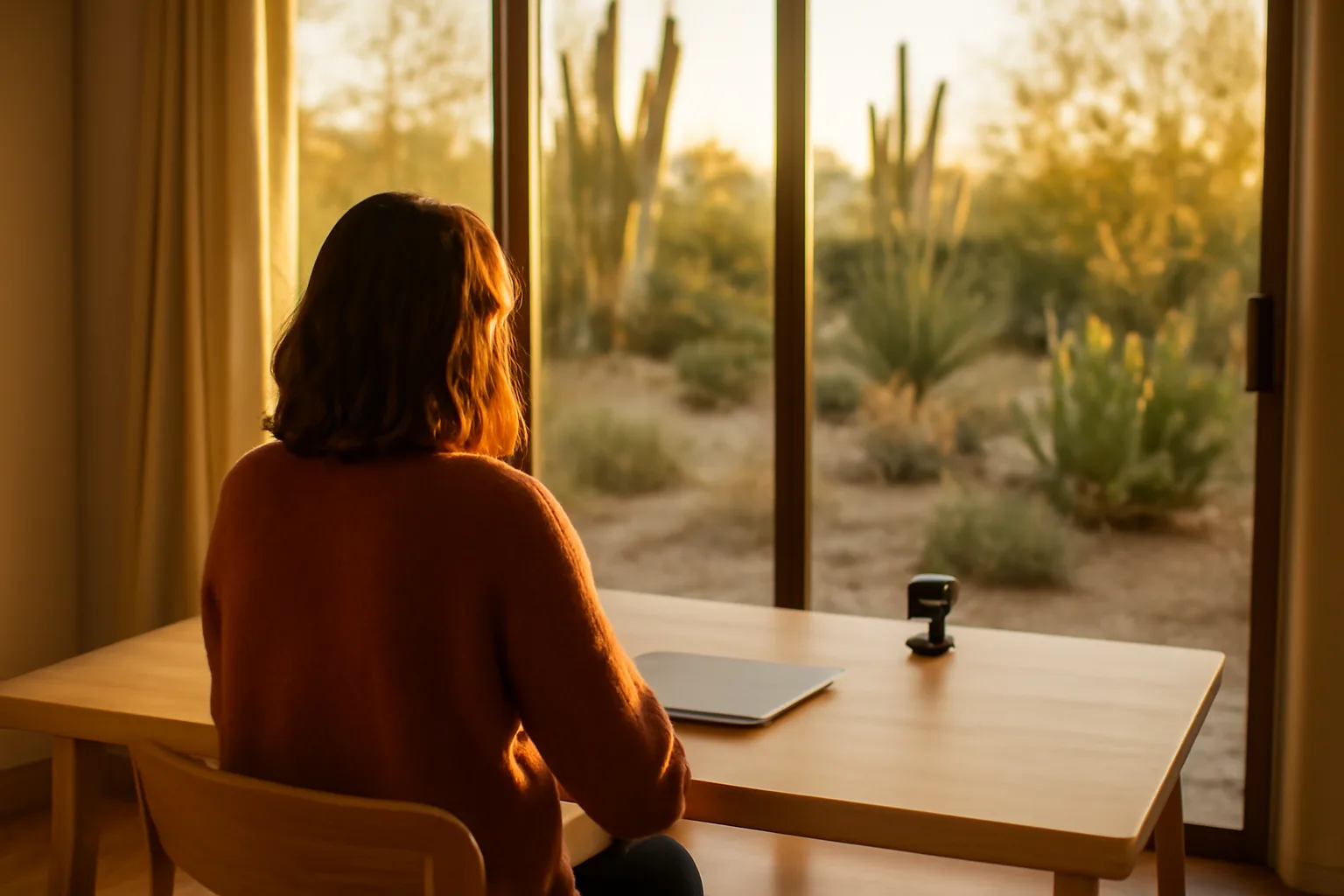 Arizona notary at a home desk ready for remote online notarization