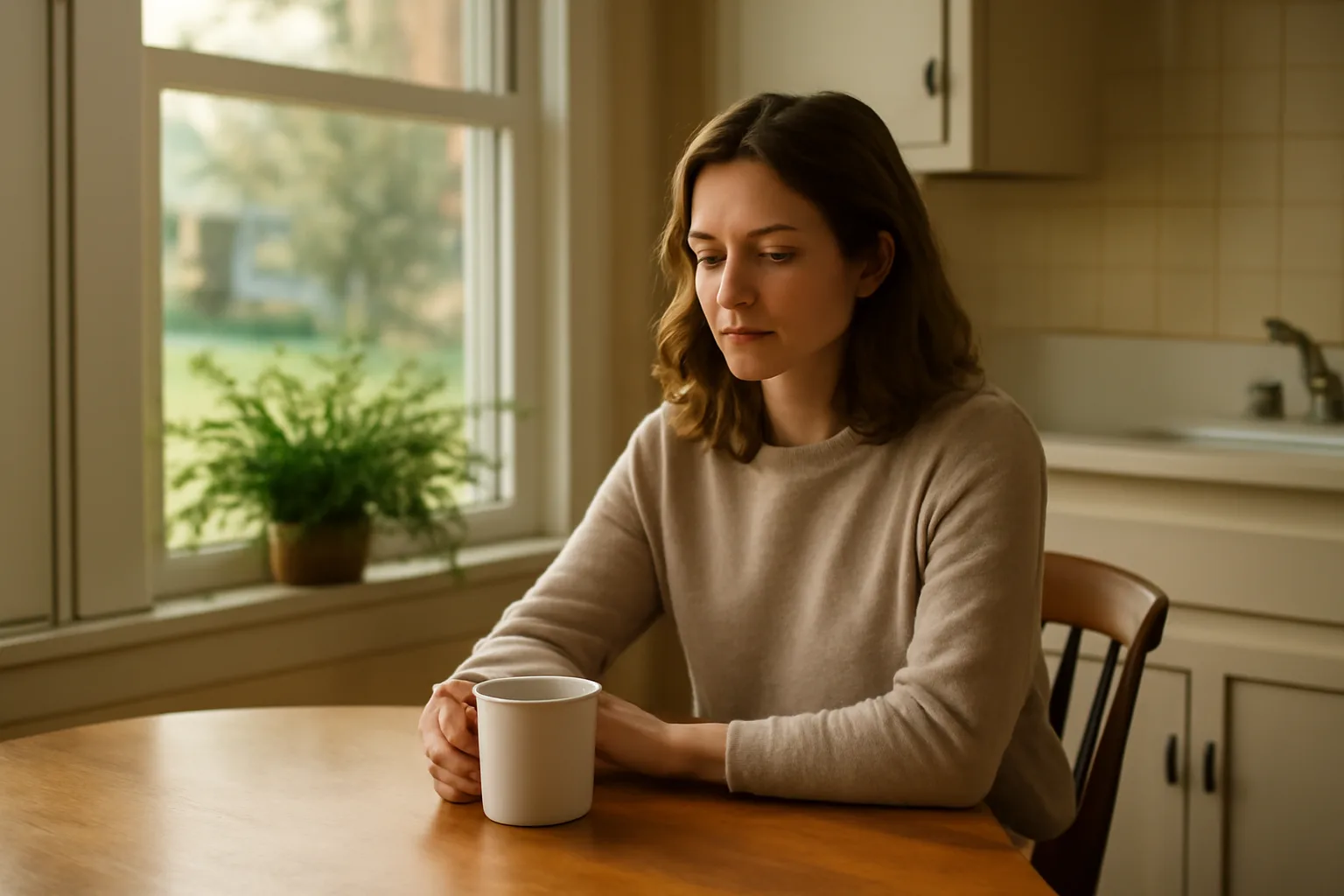 Person at a Little Rock kitchen table between remote online notarization sessions